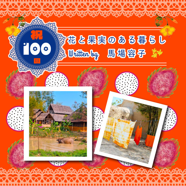 花と果実のある暮らし in Chiang mai プチ・カルチャー集 Vol.100  ピーチ色のTシャツ